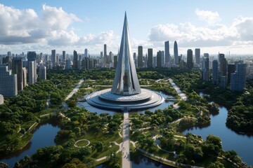 A futuristic reimagining of Ayutthaya, with floating temples and sleek modern architecture integrated with ancient designs