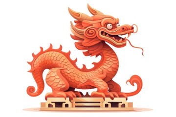 Fototapeta premium Wood dragon red representation celebration.