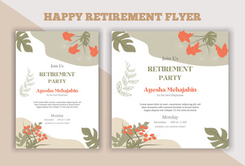 Set of retirement party invitation, square banner, instagram story and a4 poster, vector illustration eps 10 banner, vector, pension, savings, plan, brochure, fund, magazine, traditional, old, elder c