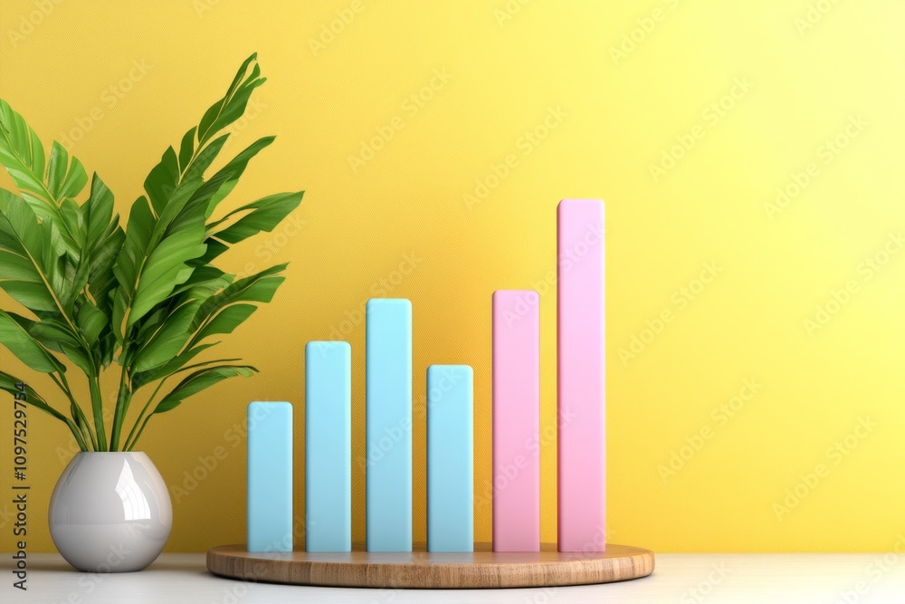 Fototapete Assessment interface in 3D, with colorful bar graphs and lifelike shadows emphasizing depth and realism