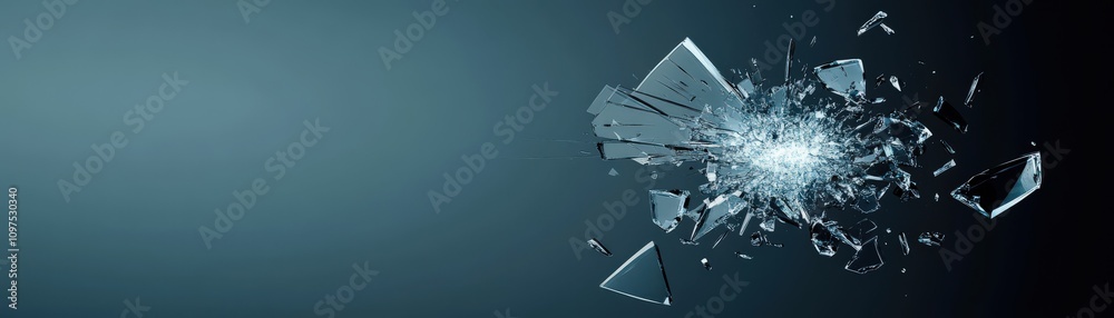 Aufkleber Shattered Glass Explosion on a Dark Background Creating Dynamic Patterns and Textures in a Modern Abstract Artwork with Dramatic Visual Impact