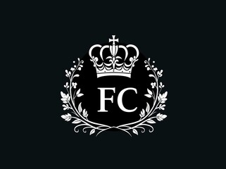 Fototapeta premium Simple Line Art Crown Floral Logo Elegant Typography