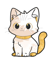 cartoon cat white vibes ilustration 