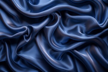 Obraz premium Elegant Navy Blue Silk Satin Background with Soft Wavy Folds