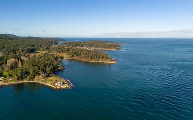 Scenic Aerial View of Gulf Islands in British Columbia