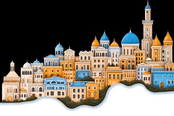 A simplified 2D map of Azerbaijan highlighting key landmarks in bright colors on a white backdrop