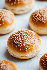 Sesame bun on white background