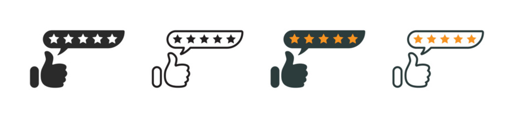 Customer product rating with five stars vector icon designs. Customer product rating icon