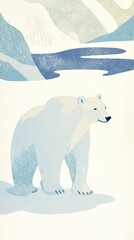 Fototapeta premium Polar bear wallpaper illustration mobile mobile wallpaper.