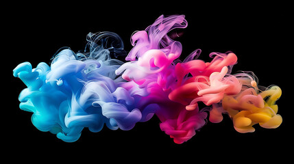 Obraz premium Vibrant Swirling Smoke Patterns in Vivid Colors on a Black Background, Creating an Artistic and Abstract Visual Representation of Movement and Flow