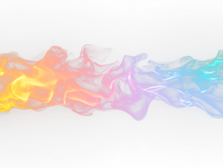 Colorful smoke swirls on black Transparent Background.
