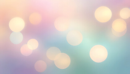 Abstract pastel bokeh lights with a soft gradient background.