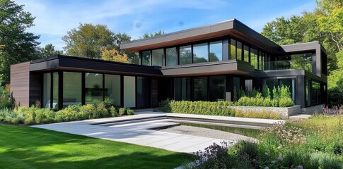 Obraz premium Sleek Prefabricated Construction: Modern Design Meets Efficiency in Innovative Building Solutions