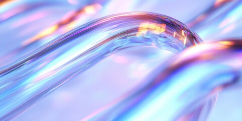 Abstract Colorful 3D Glass Shape with Light Reflections