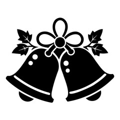 Christmas bells black silhouette vector illustration Isolated on a transparent Background