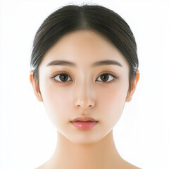 Obraz premium 白い背景の若い女性