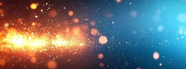 Obraz premium Vibrant Industrial Abstract Background with Blue and Orange Gradients and Glowing Sparks for Technology and Manufacturing