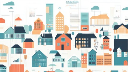 Obraz premium Vibrant Cityscape: A Colorful Illustration of Urban Architecture