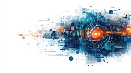 Obraz premium Abstract Digital Technology Interface: Futuristic Network Data Flow Visualization