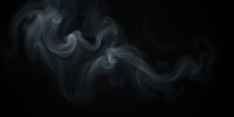 Obraz premium Abstract swirling smoke patterns on a black background, perfect for design projects needing an ethereal and mysterious touch.