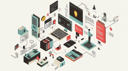 Obraz premium Interconnected World: A Visual Representation of the Digital Ecosystem