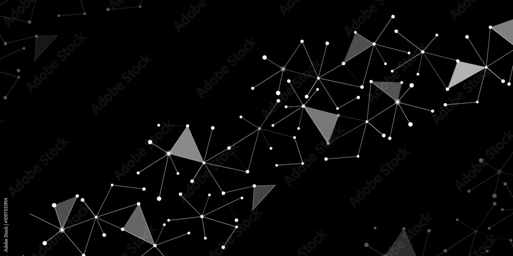 Aufkleber Network abstract connection polygon isolated on black background. Geometric vector dots and lines chaos abstract data concept. abstract Line background , network technology and futuristic style. 