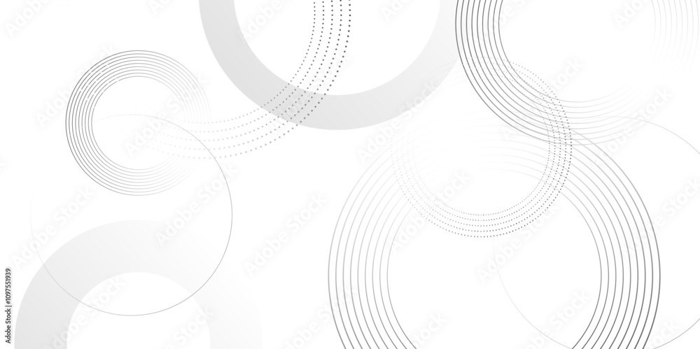 Aufkleber abstract white background with black circle rings. spiral sound wave rhythm line and dots dynamic ab