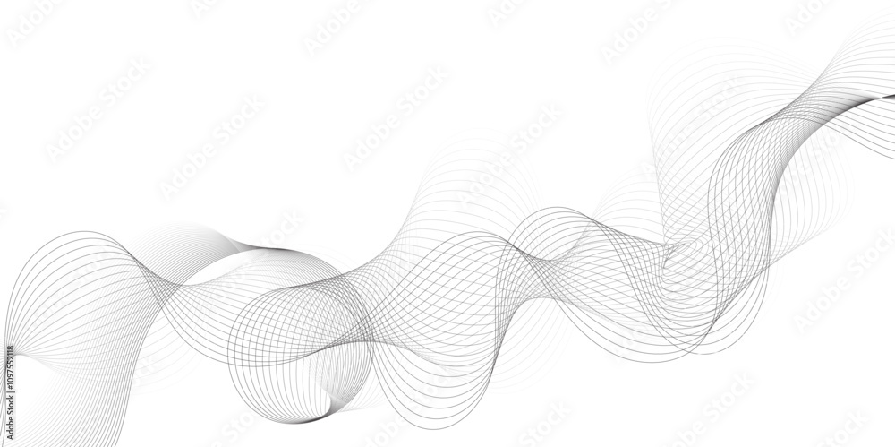 Leinwandbilder Abstract grey, white smooth element swoosh speed wave modern stream background. Wave with lines created using blend tool. Abstract frequency sound wave lines and twisted curve lines background.	