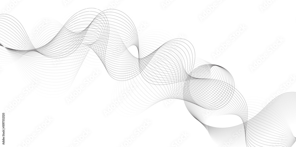 Leinwandbilder Abstract grey, white smooth element swoosh speed wave modern stream background. Wave with lines created using blend tool. Abstract frequency sound wave lines and twisted curve lines background.	