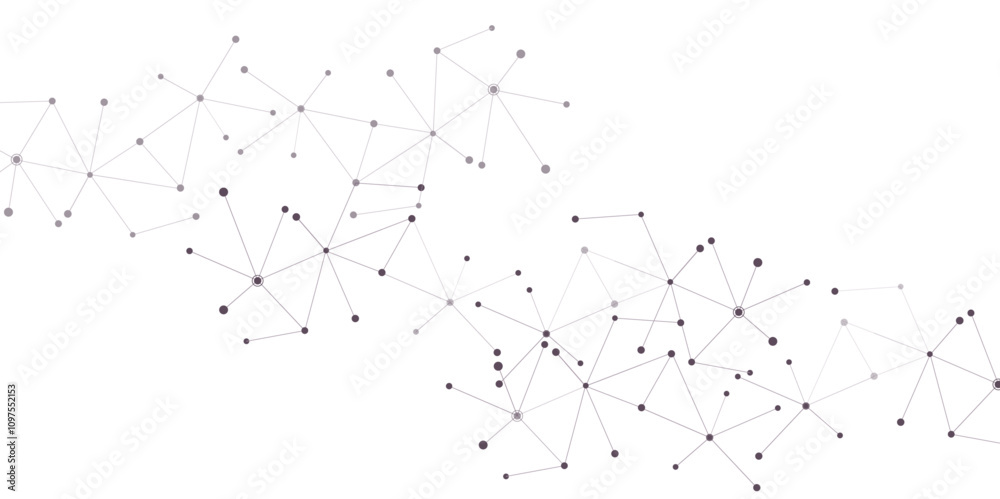 Poster Abstract geometric background with connecting dots and lines with low poly triangle shapes. Polygonal Mesh Background Vector design digital technology concept Global network connection data structure.