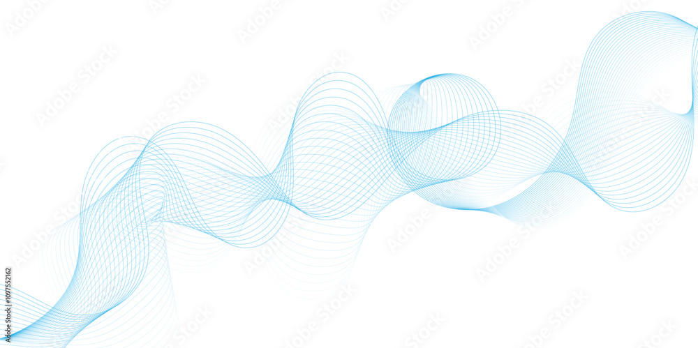 Poster Smooth wave abstract vector background layout design.background image with dynamic curves.Abstract blue futuristic blend waves lines technology background and sound wave lines on white background.	
