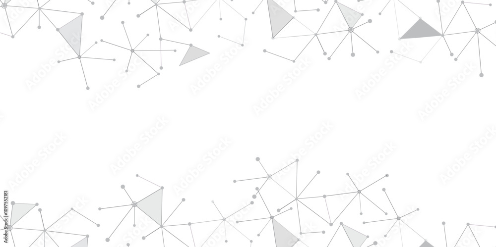 Poster Abstract geometric background with connecting dots and lines with low poly triangle shapes. Polygonal Mesh Background Vector design digital technology concept Global network connection data structure.
