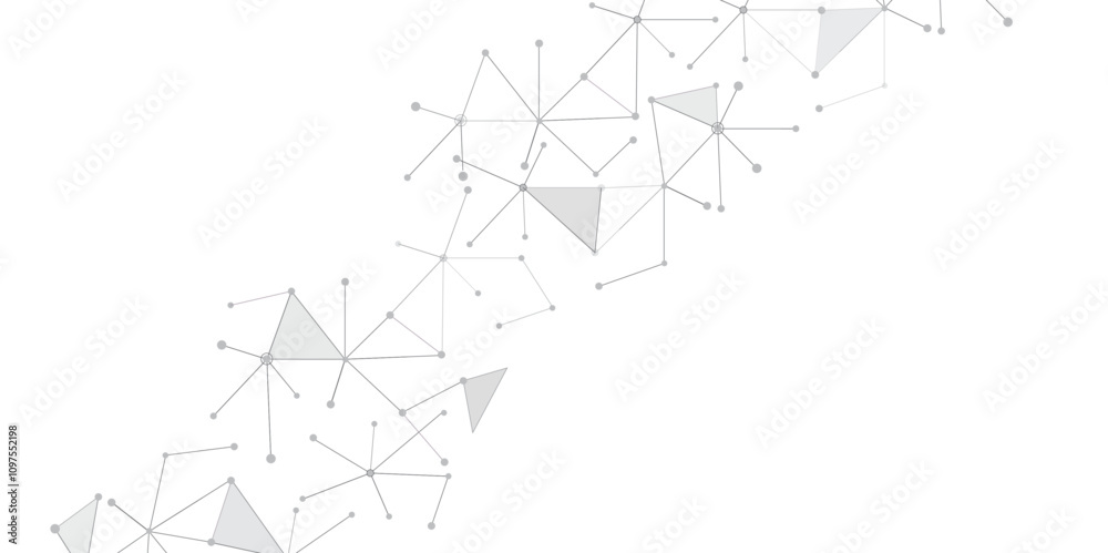 Poster Abstract geometric background with connecting dots and lines with low poly triangle shapes. Polygonal Mesh Background Vector design digital technology concept Global network connection data structure.