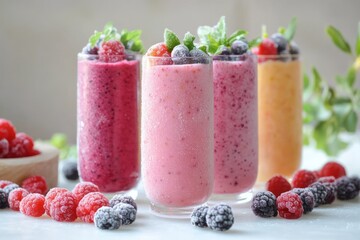 Frozen berries ready for smoothies, colorful and refreshing, perfect for a healthy lifestyle
