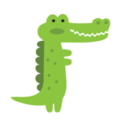 Happy green crocodile  vector cartoon illustration