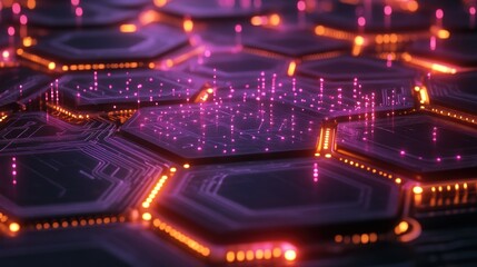 Fototapeta premium Abstract Hexagonal Circuit Board: Futuristic Technology Concept