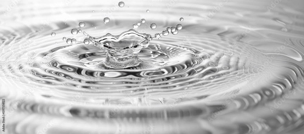 Poster White Water Ripples Abstract Texture Banner Top View 3D Rendering