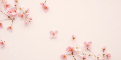 Naklejka premium Delicate Pink Blossoms Arranged on a Soft Pastel Background for Springtime Designs