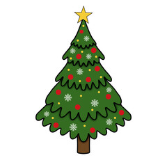 Christmas tree set, transparent background. Collection of colorful winter trees for Christmas and New Year festival. Illustration.