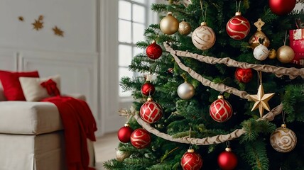 豪華な部屋とクリスマスツリー