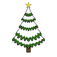 Christmas tree set, transparent background. Collection of colorful winter trees for Christmas and New Year festival. Illustration.