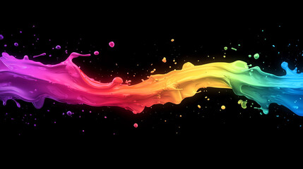 Colorful paint splash creating a vibrant wave on a black background
