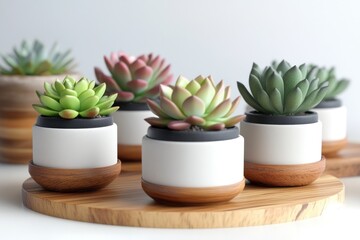 Succulents in small pots, perfect for desks and shelves, low-maintenance and trendy