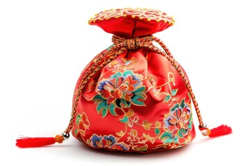Chinese lucky bag handbag white background celebration.