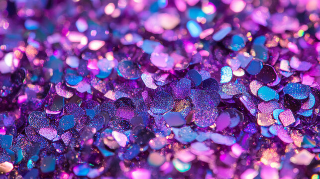 Colorful glitter scattered on a surface creating a dazzling effect during a craft session