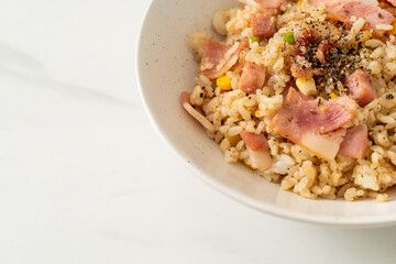fried rice with bacon ham and black peppers