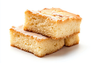 Biscuit cake piece on white background