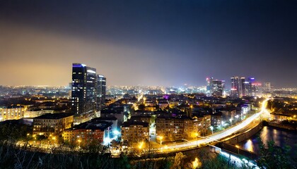 Night view of a developed city 