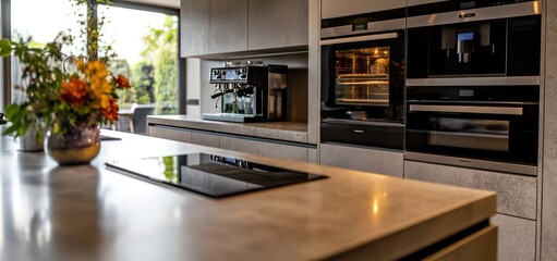 Contemporary kitchen with modern and comfortable style with aesthetic light brown color