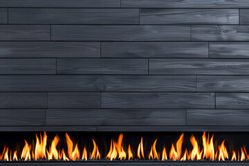 Obraz premium Modern Gas Fireplace with Bright Orange Flames